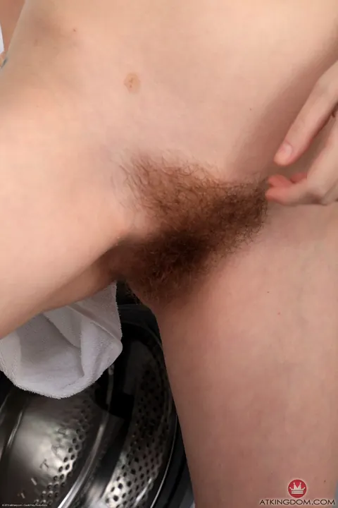 Petite Brunette Spreads Her Hairy Pussy in the Bathroom – photo 3 of 21