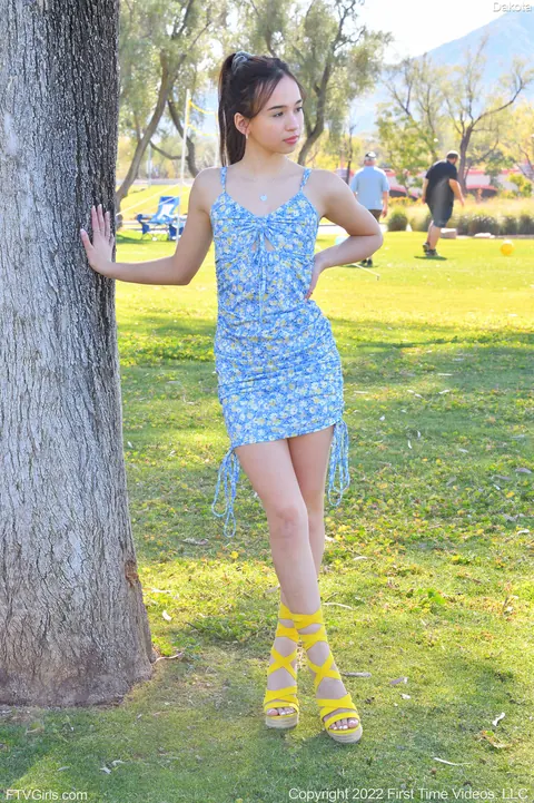 Dakota Tyler: Petite Brunette Strips Nude Outdoors and Masturbates – photo 2 of 20