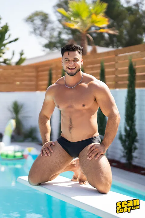 Hairy Men Kiss and Fuck Poolside in a Group Session – photo 3 of 21