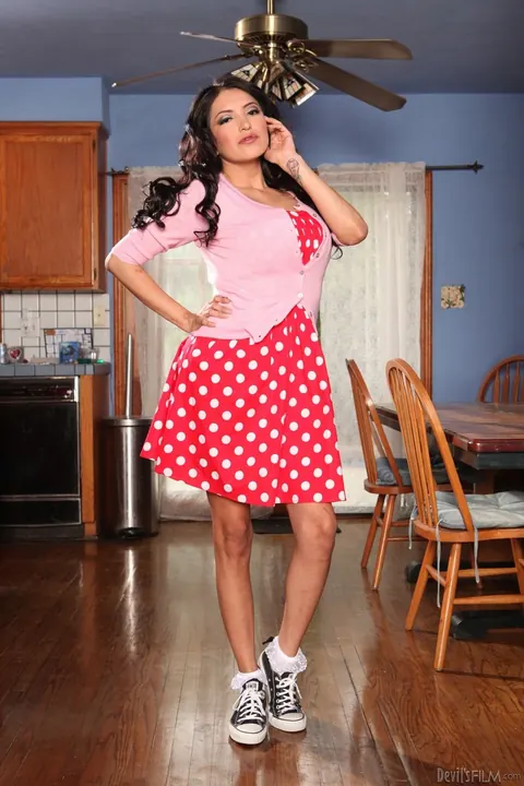 Busty Brunette Trans Woman Lets Dress Drop – photo 4 of 21