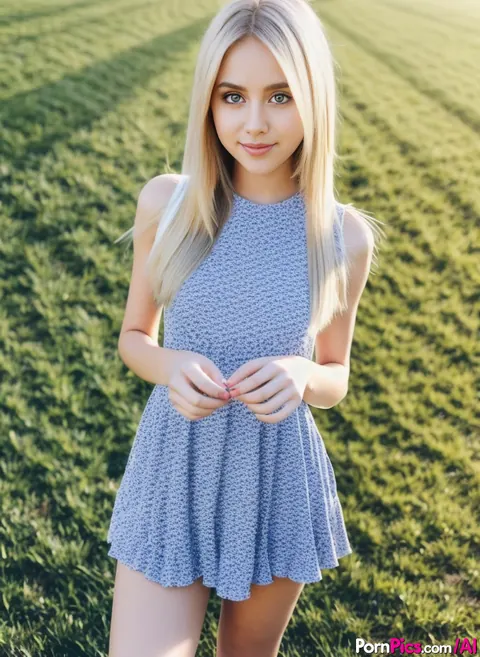 Slim Blonde AI-Generated Woman Spreads Her Legs Outdoors – photo 1 of 10