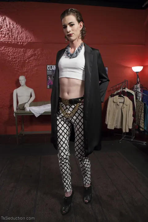 Trans Woman Strips and Poses Nude to Reveal Her Cock – photo 1 of 21