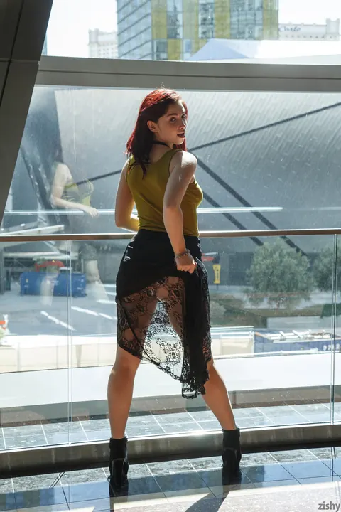 Jazz Reilly: Pale Redhead MILF in Boots Lifts Her Hem – photo 9 of 11