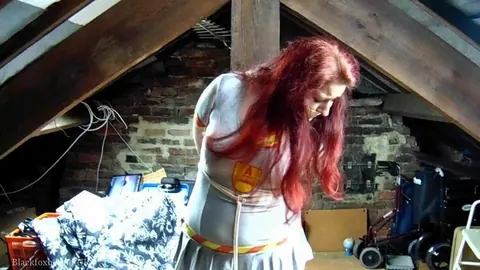 Redhead Tied to a Post in Uniform and Heels in the Attic – photo 7 of 16