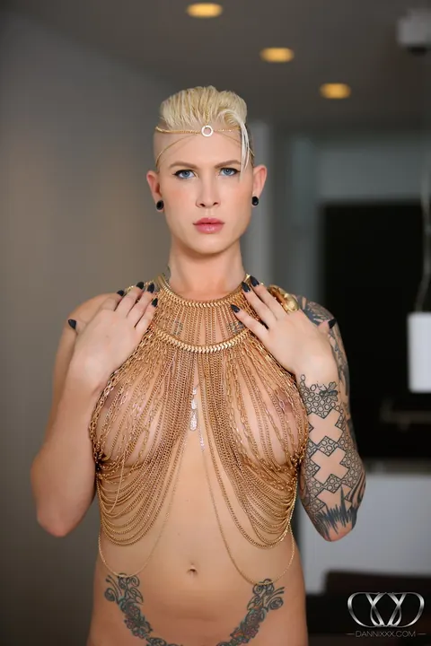 Busty Trans Woman Poses Fully Nude and Shows Her Cock – photo 12 of 12