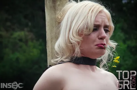 Dresden: Busty Blonde MILF Tied to a Pole for Outdoor Lesbian BDSM – photo 8 of 14