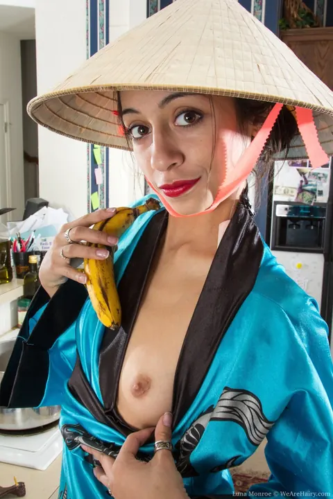 Luna Monroe: Slim Latina Plays with a Carrot in Her Hairy Pussy – photo 4 of 21