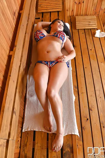 Busty Asian MILF Fingers Herself in a Bikini