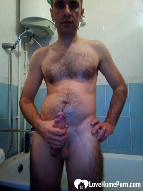 Short-Haired MILF Sucks Cock and Masturbates in the Bathroom – photo 5 of 20