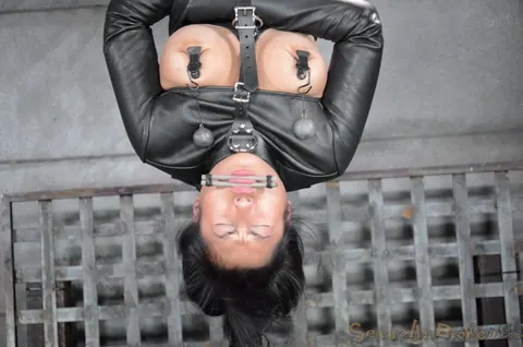 Mia Li: Thick Asian Babe Sucks Cock Upside Down in Bondage – photo 10 of 16