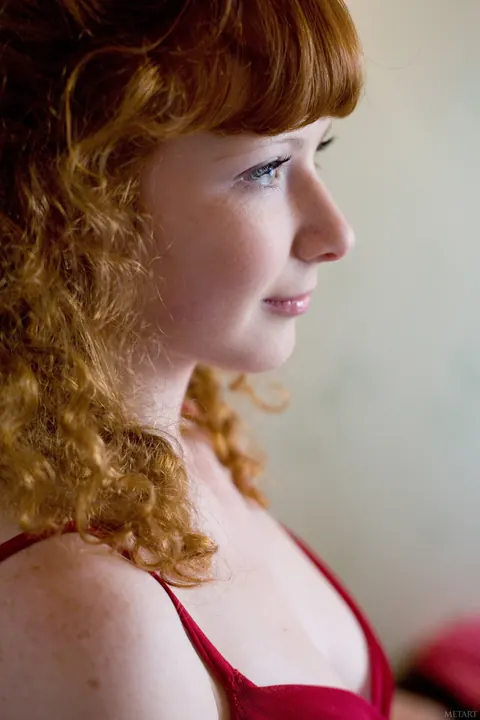 Curly Redhead Spreads Her Pussy in White Stockings – photo 1 of 20