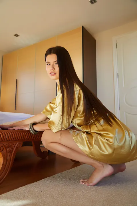 Evelin Elle: Russian Brunette Spreads Her Shaved Pussy Up Close – photo 3 of 21