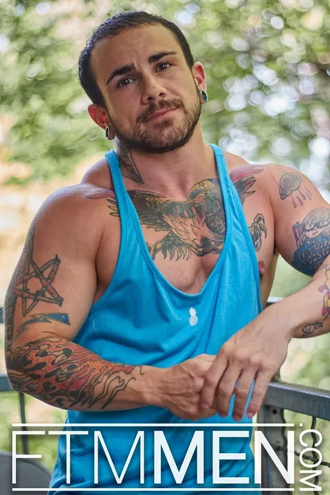 Tattooed Hairy Man Poses Nude Showing His Cock – photo 1 of 15