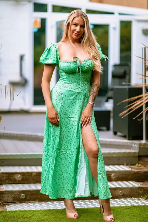 Danielle May: Tall British Blonde Bares Her Big Tits on the Patio – photo 2 of 12