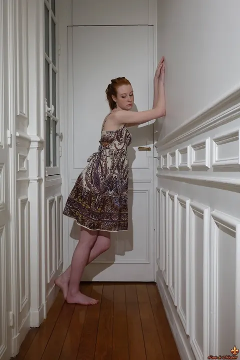 Nathalie Lawson: Pale Redhead Lifts Her Skirt to Show Panties – photo 6 of 16