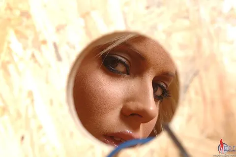 Cindy Dollar: Czech Blonde MILF Sucks Cock Through a Gloryhole in Lingerie – photo 5 of 12