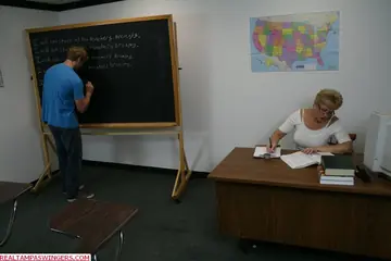 Tracy Lick – Tall Blonde in Glasses Gives a Handjob