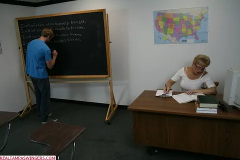 Tracy Lick: Tall Blonde in Glasses Gives a Handjob – photo 1 of 20