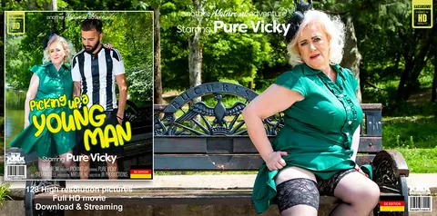 Pure Vicky: Mature Curvy Blonde in Stockings Gets Fucked Outdoors – photo 11 of 11