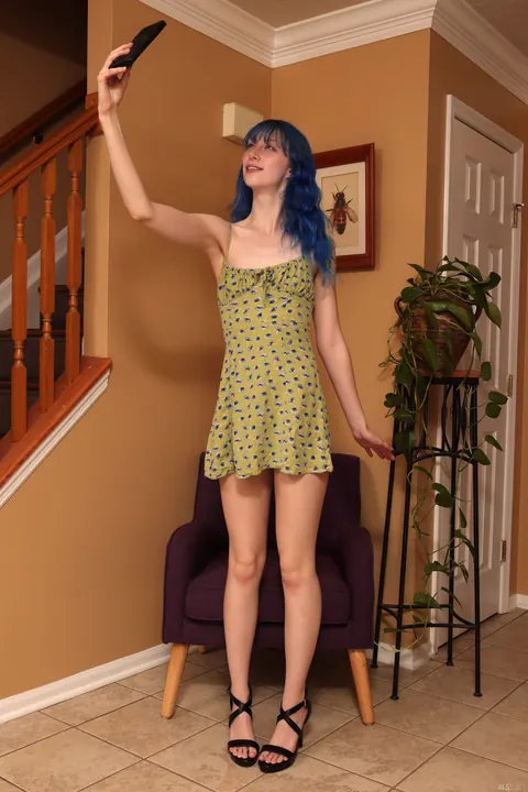 Aubrey Ansel: Slim Brunette Shows Her Natural Tits and Shaved Pussy in Heels – photo 1 of 21