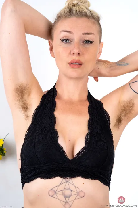 Dakota Rose: Inked Blonde MILF in a Skirt Spreads Her Hairy Pussy – photo 4 of 21