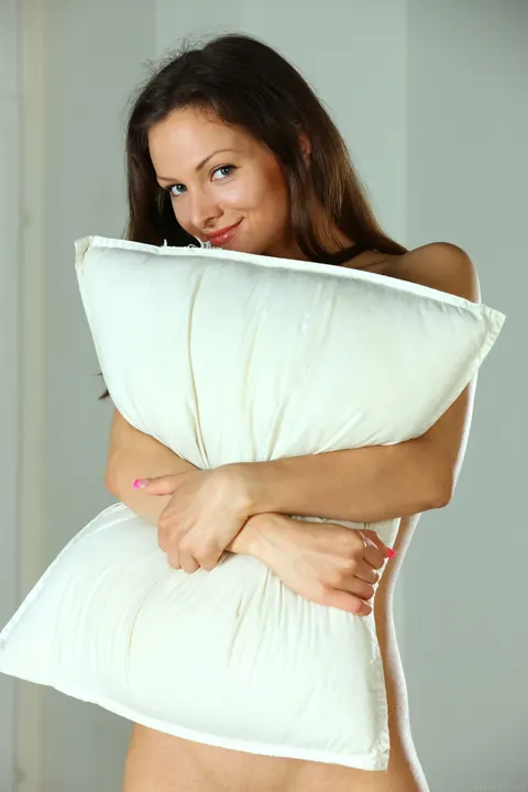 Zhanet A: Brunette in a Dress Strips and Spreads Her Pussy – photo 16 of 21