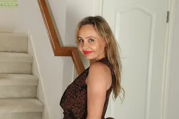 Mature Brunette with Big Natural Tits Displays Her Hairy Pussy and Tattoos