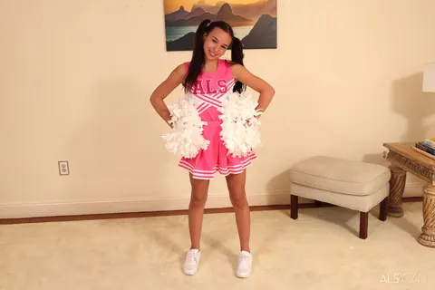 Dakota Tyler: Flexible Brunette in Pigtails Strips Out of Her Uniform and Spreads – photo 2 of 16