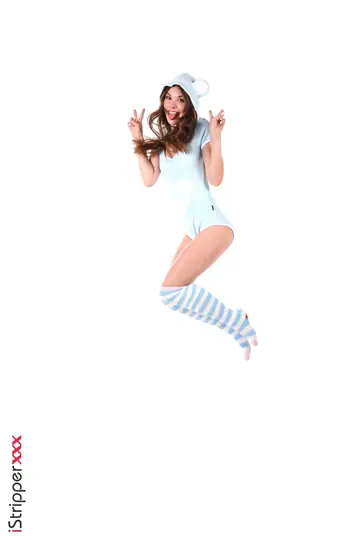 Thick Brunette in Cosplay Socks Fingers and Dildos Her Pussy