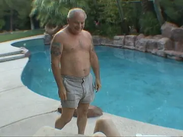 Redhead with Big Tits Sucks Cock and Gets Fucked Doggy Style by the Pool
