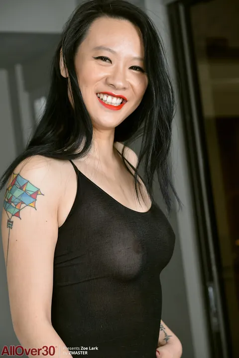 Zoe Lark: Slim Asian MILF in Heels Strips Nude and Spreads Her Shaved Pussy – photo 2 of 21
