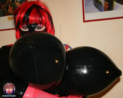 Redhead with Big Tits Spreads in Latex and Stockings – photo 13 of 16