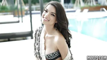 Latina in Lingerie and Bikini Poses Outdoors