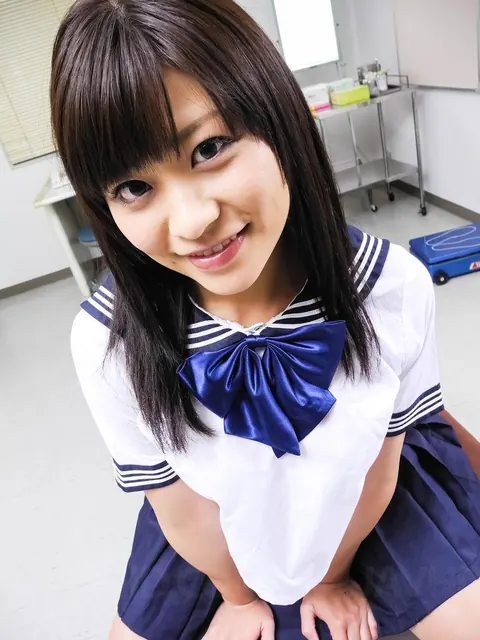 Aika Hoshino: Slim Japanese Brunette in Uniform Sucks and Rides Cowgirl – photo 2 of 16