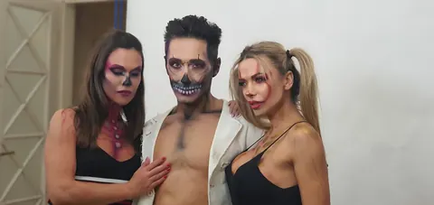 Shalina Divine: Busty MILF Brunette in Pigtails Joins Cosplay Threesome – photo 3 of 13