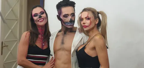 Shalina Divine: Busty MILF Brunette in Pigtails Joins Cosplay Threesome – photo 1 of 13