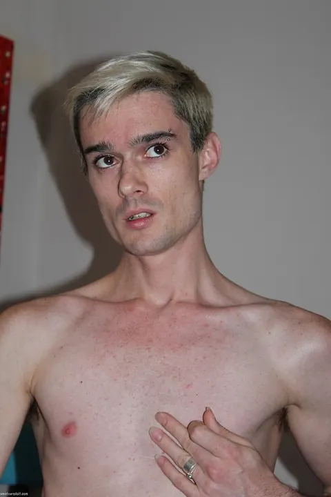 Blonde Man Strips and Strokes His Cock on the Bed – photo 15 of 21