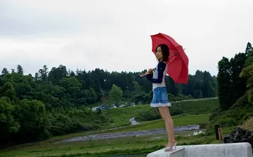 Japanese Brunette Reveals Bra and Strips Off Her Skirt