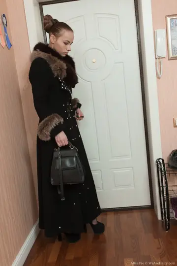 Tall Russian Brunette Undresses to Show Her Hairy Pussy and Fingers It