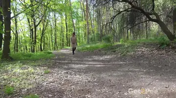 Esperansa – Brunette Spreads and Pisses on Leaves Outdoors