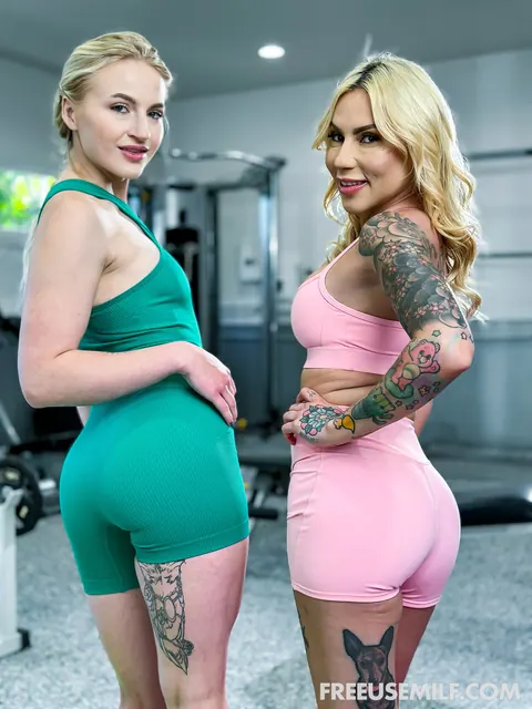 Sage Rabbit: Blonde with Big Natural Tits Has a Gym Threesome – photo 1 of 21