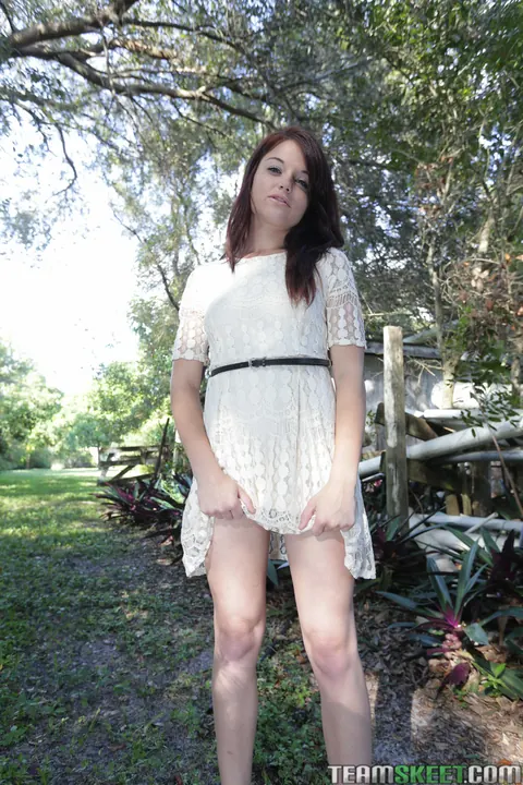Kaisey Dean: Redhead Strips and Sucks Cock Outdoors Before Cowgirl Ride – photo 1 of 20