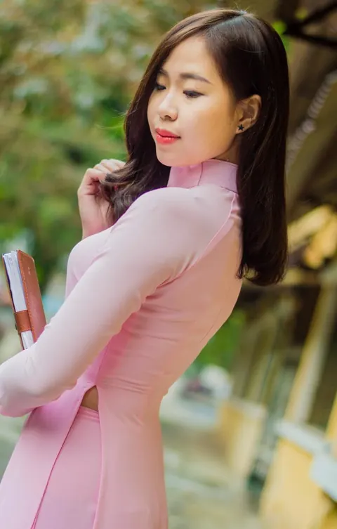 Asian Brunette Poses in a Dress Outdoors – photo 12 of 21