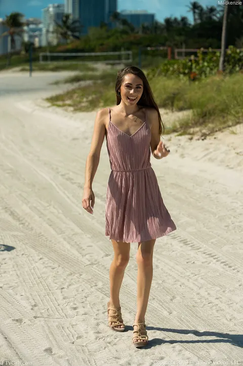 Mackenzie Mace: Brunette Strips Out of Her Dress and Bikini on the Beach – photo 21 of 21