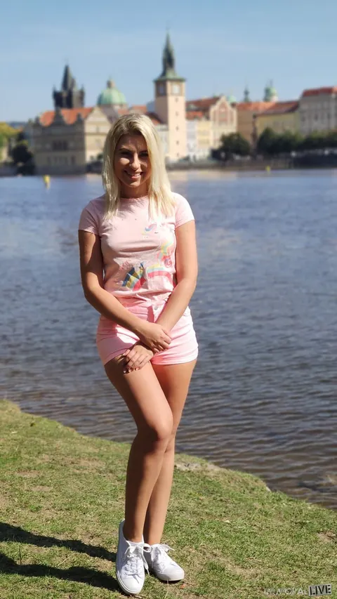 Lilly Bella: Blonde with Natural Tits Flashes Her Chest Outdoors Then Fucks – photo 3 of 21