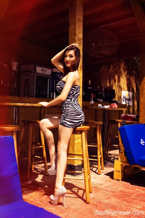 Daphny Meyer: Brunette Poses in a Dress and Heels Showing Her Legs – photo 11 of 16