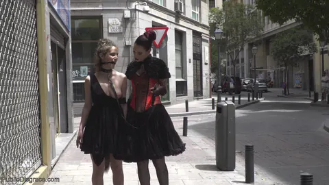 Aragne Spicy: Tall Spanish Brunette in Public Bondage and Group Play Outdoors – photo 5 of 21