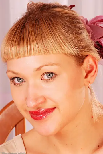 Short-Haired Blonde Opens Her Legs to Show Her Hairy Pussy