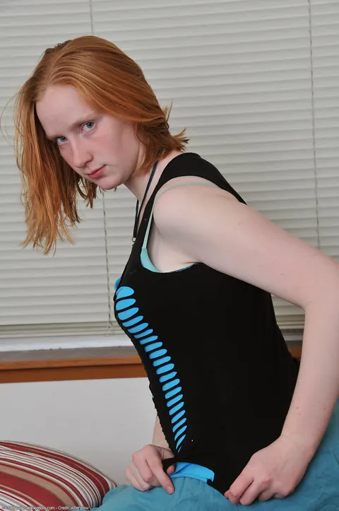 Petite Redhead with Short Hair Spreads Her Pussy in Socks – photo 5 of 20
