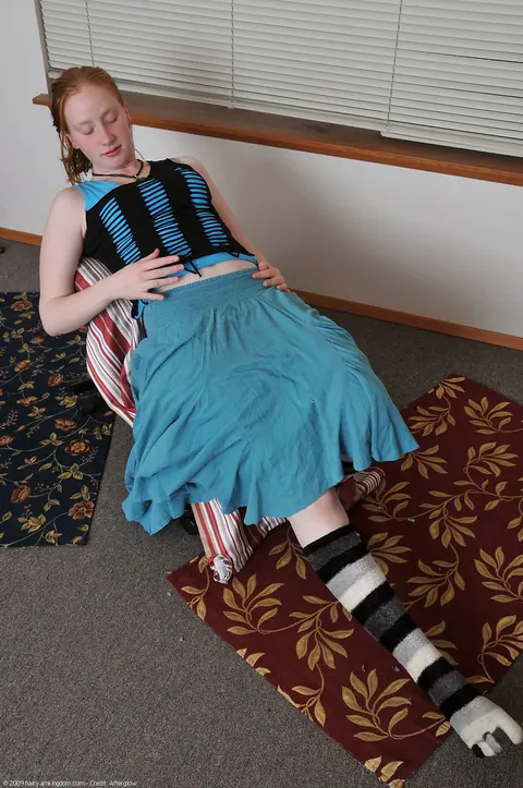 Petite Redhead with Short Hair Spreads Her Pussy in Socks – photo 1 of 20